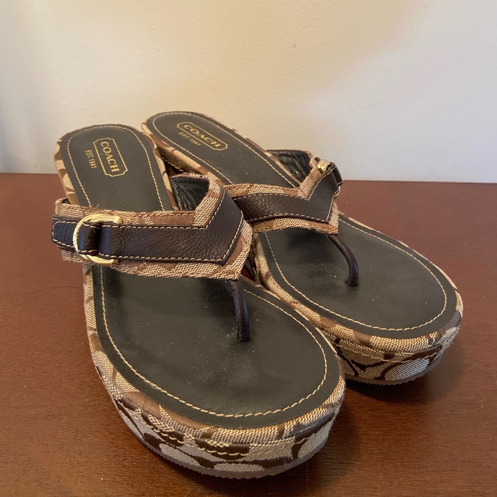 COACH Siganture Evelina Wedge Sandals